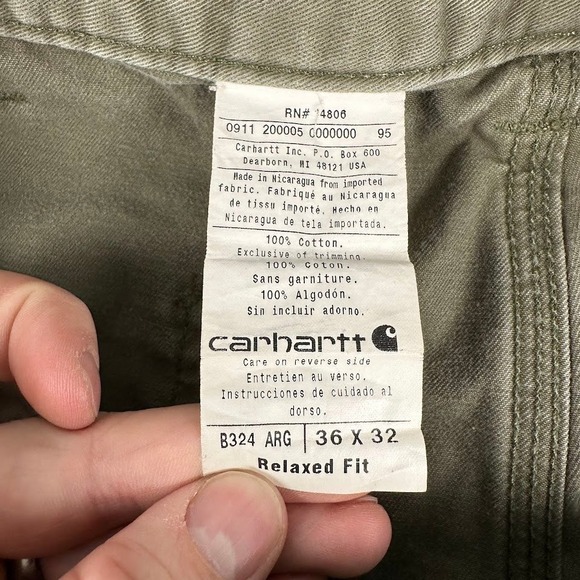 Carhartt Pants Men 36x32 B324 Arg Relaxed Fit Carpenter Khaki Tan Brown Work - Picture 2 of 9